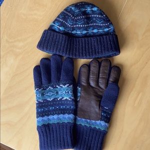 J. Crew Fair-isle lambs wool beanie/glove set